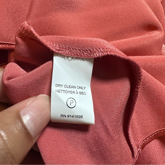 Ramy Brook Lori Silk High Neck Bow Halter Blouse in Deep Blush - Size Large - Picture 10 of 14